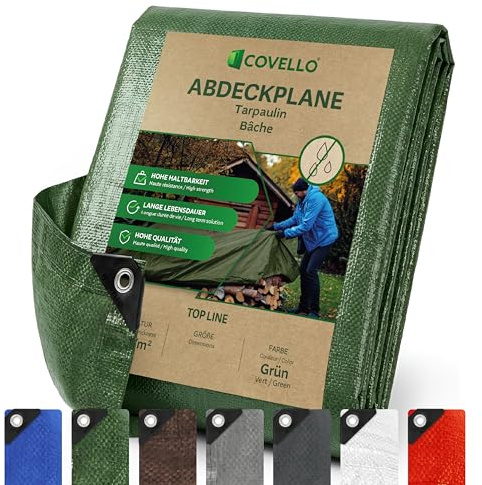 Covello Abdeckplane 6x10m, 260g/m² Plane Wasserdicht Gewebeplane Grün