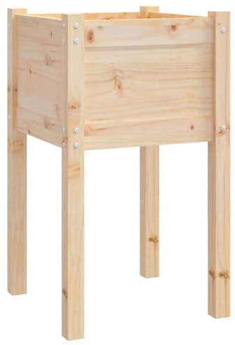 HETFTJN Fioriera in legno, 50 x 50 x 70 cm, aiuola rialzata in legno di pino massiccio, fioriera rettangolare per giardino, terrazza e balcone, vaso stabile per fiori e piante