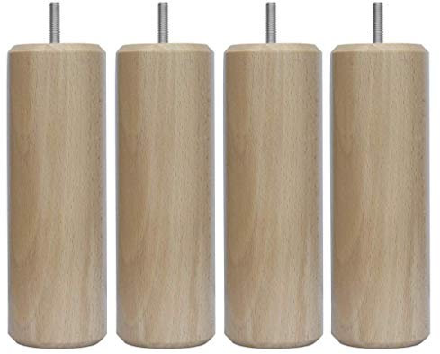 MARGOT 3700527817330 Caméléon Cylindre Lot de 4 Pieds de lit Bois Vernis naturel Hauteur 17 x 6.4 x 6.4 cm