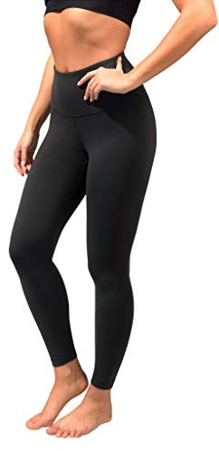 90 Degree By Reflex: Power-Flex-Damenleggings mit hoher Taille - kaschiert Bauchansatz - Schwarz - X-Groß