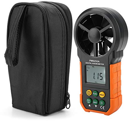 PEAKMETER PM6252A Anémomètre de Mesure du Débit d'Air Professionnel, Compteur de Vitesse du Vent Numérique Portable avec Indicateur de Batterie Faible