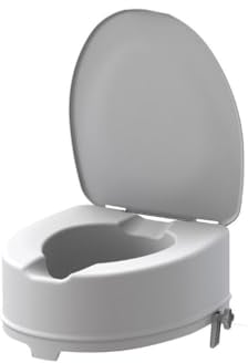 Ausilium Asiento elevador para WC adulto - Asiento elevador para WC senior - Asiento elevador para WC 15 cm con tapa