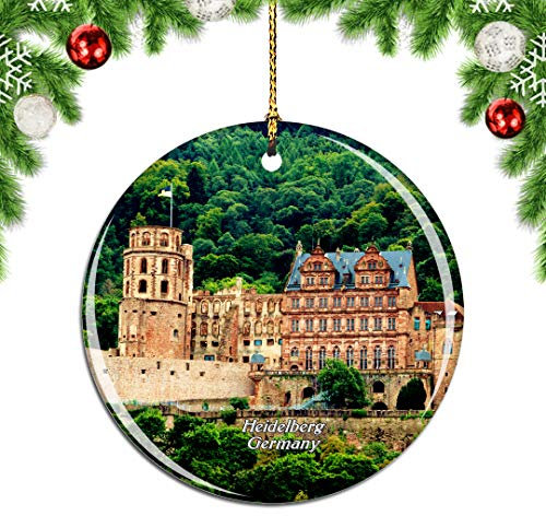 Weekino Deutschland Heidelberger Schloss Weihnachtsdekoration Christbaumkugel Hängender Weihnachtsbaum Anhänger Dekor City Travel Souvenir Collection Porzellan 2,85 Zoll