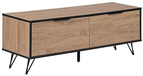 Beliani Modernes Sideboard Heller Holzfarbton/schwarz Eichenholz-Furnier Halston