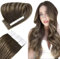 Easyouth Tape in Extensions Echthaar Balayage 35 cm Tape in Extensions Dunkelstes Braun Aschbraun und Dunkelstes Braun Mischen Ombre Tapes in Echthaar Extensions Menschenhaar 40g #2/8/2 20pcs