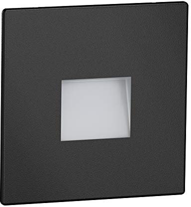 ledscom.de LED Treppenlicht/Wandeinbauleuchte FOW für innen und außen, Downlight, eckig, schwarz, 85 x 85mm, kaltweiß