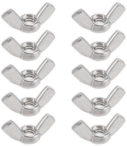 sourcing map #1/4-20 Wing Nuts 304 Stainless Steel Shutters Butterfly Nut Hand Twist Tighten Fasteners Parts 10pcs