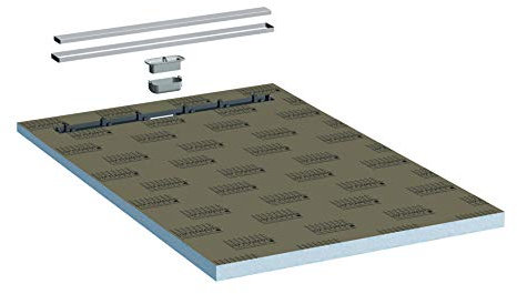 LUX ELEMENTS Receveur de douche étanche prêt à carreler, avec caniveau, dimensions 140 x 90 cm (75), TUB-LINE R1 1400/900 (750) LTUBE94006, gris