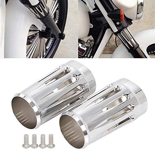 Bid4ze Moto CNC Billet Alluminio Forcella Stivali Slider Copertura per Harley Touring Electra Road Glide King FLHR FLHX FLHT FLT, Chrome