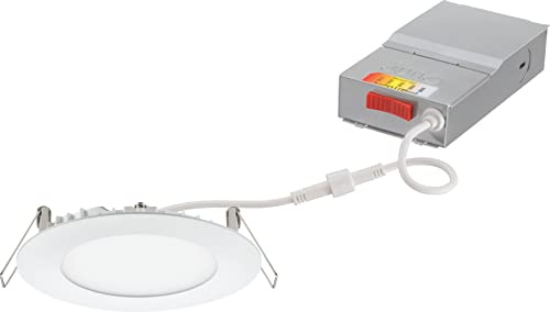 Juno LED Recessed Lights 4 Inch Round Wafer Downlight, 5-in-1 Switchable White Color Temperature, 120 Volts, 4-Inch Ultra-Thin Flat Trim, Matte White (WF4 SWW5 90CRI MW M6)