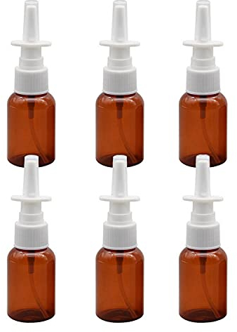 6PCS 30 ml/1 oz Bernstein Leere Nasenspray Flaschen Nachfüllbare Feine Nebelsprüher Reise Container Fläschchen Kosmetische Speicher Container Flaschen
