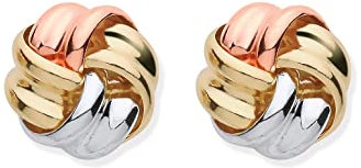 9ct Yellow White & Rose Gold Celtic Love Knot Stud Earrings