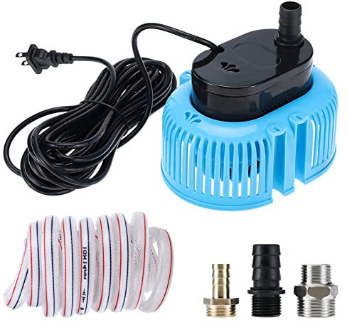 Yaegoo Swimming Pool Cover Pump, AC 110V 850 GPH Above Ground Pool Cover Pump, Submersible Water Pump with 16ft Drainage Hose and 3 Adapters