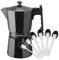 MAGEFESA Colombia Noir - Cafetera Italiana de 3 Tazas, 150ml, Incluye 6 Cucharas Moka, Aluminio Extra Grueso, Todo Tipo de Cocinas, EXCEPTO INDUCCIÓN