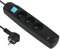 Electraline 35605 Bloc Multiprise 3 Prises Françaises + 2 USB 3.4A 17W A + 1 Type C, avec Interrupteur on/Off, Fiche Extra Plate 90° 16A, Câble 1.5M, Noir