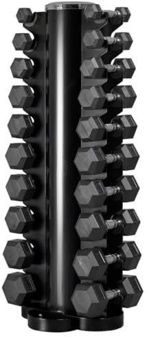 Kurzhantel-Turm-Set mit 10 Paar Hex Kompakt Hanteln, 1-10 kg, 20 Kompakthanteln mit Hantelständer für Krafttraining und Fitness Homegym LxBxH 51x51x123 cm