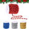 15M Weihnachtsbaum Perlengirlande Christbaumschmuck Perlenband | Perlendurchmesser 8mm&4mm | Christbaumkette Dekoration (Rot)