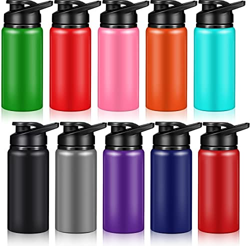 Mimorou 10 Pcs 17oz Reusable Aluminum Water Bottles Bulk Multicolor Outdoor Sports Water Bottles for Travel Gym Cycling Camping, Snap Lid(Classic Color)