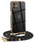 Mkej Funda para iPhone 11 con Cuerda, TPU Suave Silicona diseño de corazón con Chapado en Oro de Lujo, Funda iPhone 11 Cuerda para Mujeres y niñas, Oro Negro