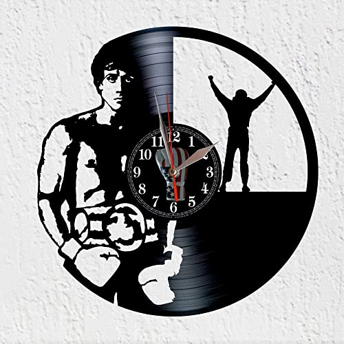 VINY WOODY Schallplattenuhr aus Vinyl Italienische amerikanische Boxeruhr große Action Drama Liebesgeschichte Wanddekoration Vinyl-Disco-Uhr