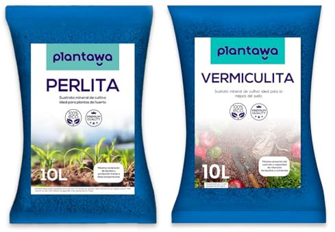 Perlita y Vermiculita Pack 10L, Tierra para Plantas Sustrato Universal para Plantar Semillas Huerto Urbano,Abono Natural Tierra Jardín Exterior, Sustratos y Abonos,Ideal Suculentas,Akadama
