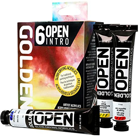 Golden Artist Colors, Acrílico abierto de secado lento, juego de introducción de 6 colores
