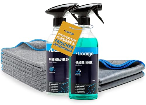 LICARGO® Innenraum & Scheiben Bundle - Für kristallklare Autoscheiben ohne Streifen & Schlieren - porentiefe Reinheit für Kunststoff, Polster, Leder