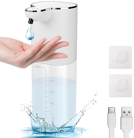 Seifenspender Automatisch, 400ml Seifenspender Wandbefestigung mit Sensor, 4 Einstellbare Stufen, USB Wiederaufladbar, IPX5 Wasserdicht Elektrischer Seifenspender für Küche Bad (Flüssigetyp)