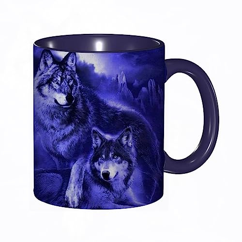 DHAEY Mug porcelaine fine Loup |Mug humour pour collègue, amis, copains, frères et soeurs |Mug original avec