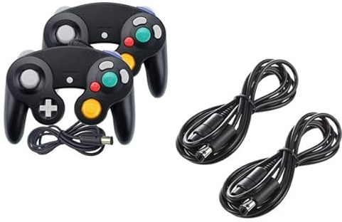 2 Controller Schwarz + Verlängerungskabel für Nintendo Game Cube Controller Schwarz GC Verlängerung Extansion Nintendo Wii Cable