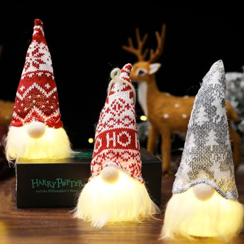 Weihnachtswichtel, 3 Stück ​Weihnachten Deko, Weihnachtsdeko Tisch, LED Wichtel, Christmas deko, Weinachtsdekorationen, Weihnachtswichtel Deko, Zwerg Geschenke für Zimmer Weihnachten Tischdeko