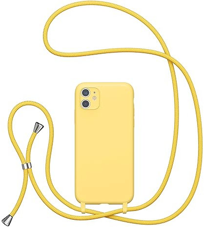 UEEBAI Crossbody Lanyard Phone case for iPhone 11 6.1 inch, Silicone Phone Cover Necklace Cord Strap Soft Shockproof Protective Case for iPhone SE3/SE2 - Yellow