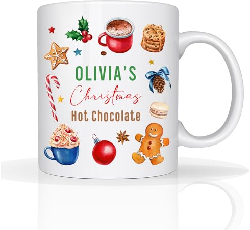 Personalised Christmas Hot Chocolate Mug 11oz Ceramic Coffee Cup Festive Secret Santa Gifts for Xmas Eve Box