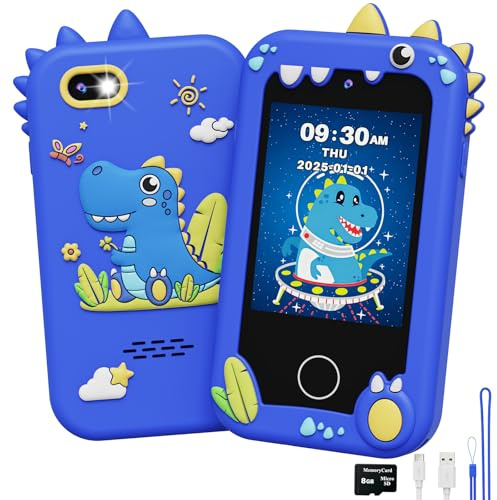 UCIDCI Téléphone Enfant Jouet pour Fille 3-7 Ans, Baby Phone avec Caméra Double, Téléphone Portable pour Enfant Jeux Éducatif 3 Ans, Lecteur MP3 Jouet Enfant 3 Ans Cadeau Enfant Anniversaire (Bleu)