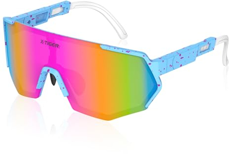 X-TIGER Fahrradbrille Sonnenbrille Herren und Damen Polarisierte Schnelle Brille Rave UV 400 Sportbrille zum Radfahren, Laufen, Klettern