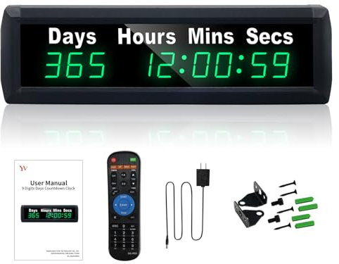YZ Großer 999-Tage-Countdown-Timer, Digitale Countdown-Uhr mit Fernbedienung, 12/24H Echtzeit, Ereignis-Countdown-Uhr, Countdown-Kalender für Ruhestand, Hochzeit, Urlaub, Geburtstag, neues Baby