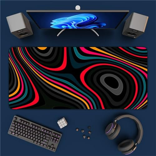 Tapis de Souris Gaming 600x300x3mm Tapis de Souris de Jeu Jaune Rose Orange Tapis de Souris XXL Étendu avec Base Antidérapante et Bords Cousus Grand Tapis Souris pour Maison Bureau Gamer