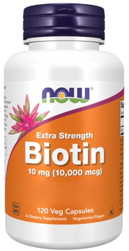 Now Foods, Extra Strength Biotin, 10000mcg, Vitamin B7, High-Dose, 120 Vegan Capsules, Gluten-Free, SOYA-Free, Vegetarian, GMO-Free