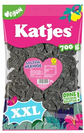Katjes Salzige Heringe - Großpackung mit salzigem Lakritz, süß-salzige Lakritz-Fische mit Salmiaksalz verfeinert, der Klassiker jetzt in vegan, 1 x 700 g