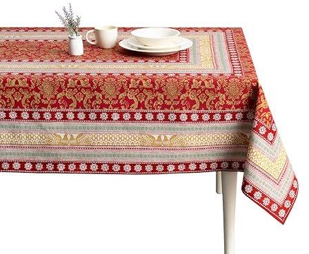 Maison d'Hermine Tischdecke, 100% Baumwolle, 140cm x 180cm, Dekorative quadratische Oster-Tischdecke, Waschbar für Feiertagsessen, Hochzeit, Babyparty, Sofia - Frühling/Sommer