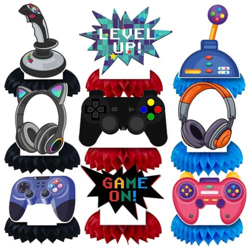 Video Game Honeycomb Centerpieces Video Game Birthday Decorations Gaming Party Centerpiece for Tables Game On Party Table Centerpieces for Game Zone Party (Game)
