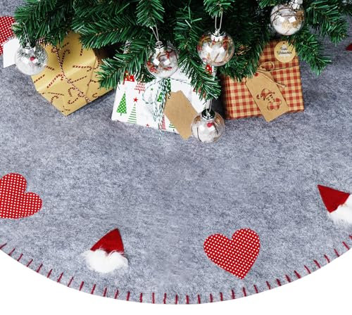 Mocraft Weihnachtsbaumdecke 98cm Weihnachtsbaum Röcke Decke Runde Christbaumdecke Weihnachtsschmuck mit Weihnachtsmann Muster Tannenbaum Unterlage für Weihnachtsdekoration