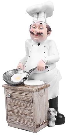 GARVALON Harz Kochfigur Ornament Kochskulptur Mini Koch Statue Kochdekor Für Küche Restaurant Geschenkidee Kochkoch