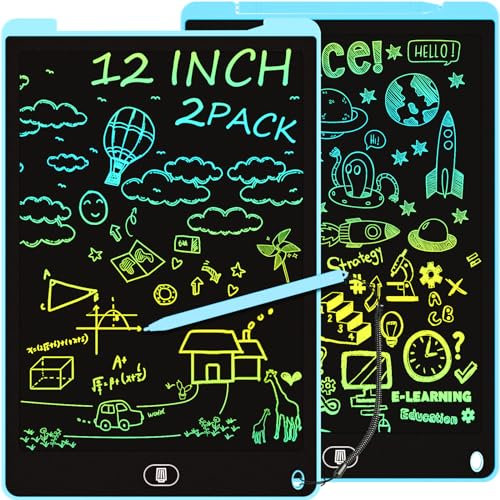 Electight Colorful Writing Board for Kids 12 Inch, 2PCS LCD Writing Boards for Kids 3 4 5 6 7 8 9 Year Old, Toddler Preschool Educational Toys, Gifts for Birthday, Christmas, Blue