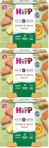 HiPP Biologique - Jardinière de Légumes Saumon 2 x 190 g (Lot de 3)