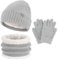 Enfant Garçon Fille Hiver Chapeau Bonnet Echarpe Gants Ensemble 4 5 6 7 8 Ans Polaire Bonnets Pom Casquette Cache Cou Gant Cadeaux pour Filles Garçons