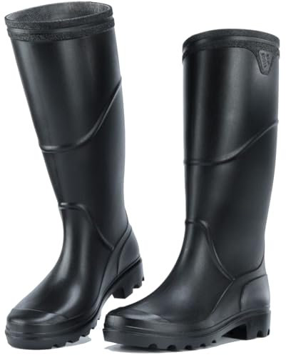 Donbest Stivali di Gomma Uomo Stivali da Antipioggia Wellington Rain Boots Scarpe Da Giardino Impermeabili Antiscivolo,Black3,EU42