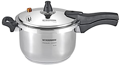 VITASUNHOW Edelstahl-Drucktopf 304 mit Sicherheitssystem - Für Induktion, Gas & Alle Herdarten - Professionell & Haushaltsgebrauch (5 Liter)