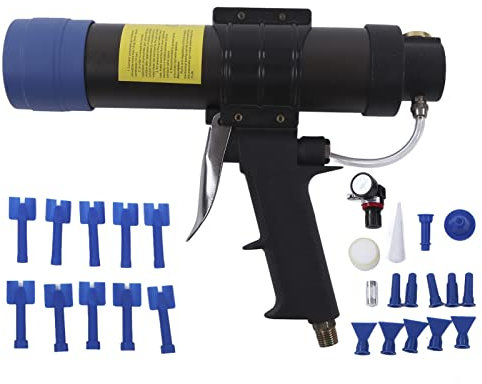Miosugo Pistolet à mastic pneumatique pour réparation de voiture, capacité de cartouche de 310 ml, plage de pression de 0,4 à 0,7 Mpa, pistolet à colle en verre avec régulateur de pression