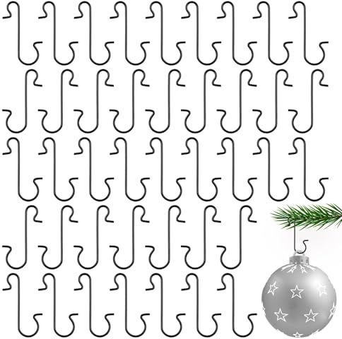 Christmas Ornament Hooks,Weihnachtsbaum Haken,Schwarz - 100 Stück Christbaumschmuck Aufhänger Für Kugeln & Deko,Perfekt Für Weihnachtsbaum, Adventsdekoration & Winterfest - Weihnachtsbaum Zubehör